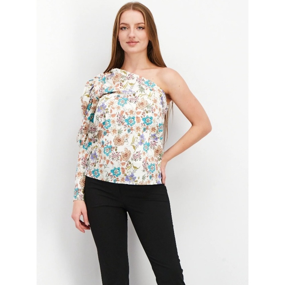 Nicole Miller Collection Floral‎ One Shoulder Blouse Top